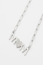 Mom Heart Silver Necklace